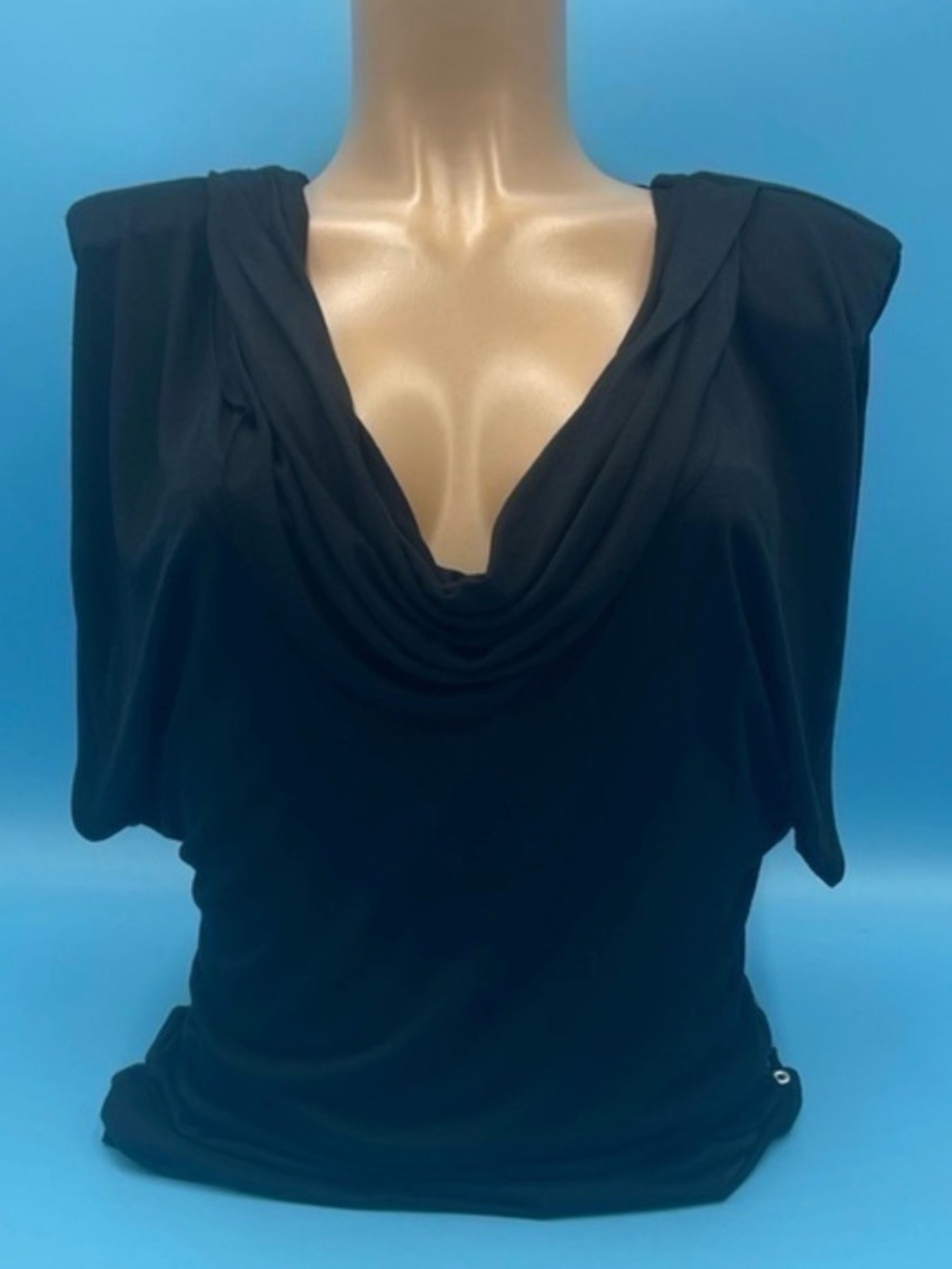Mango Black Draped Viscose Top – XS